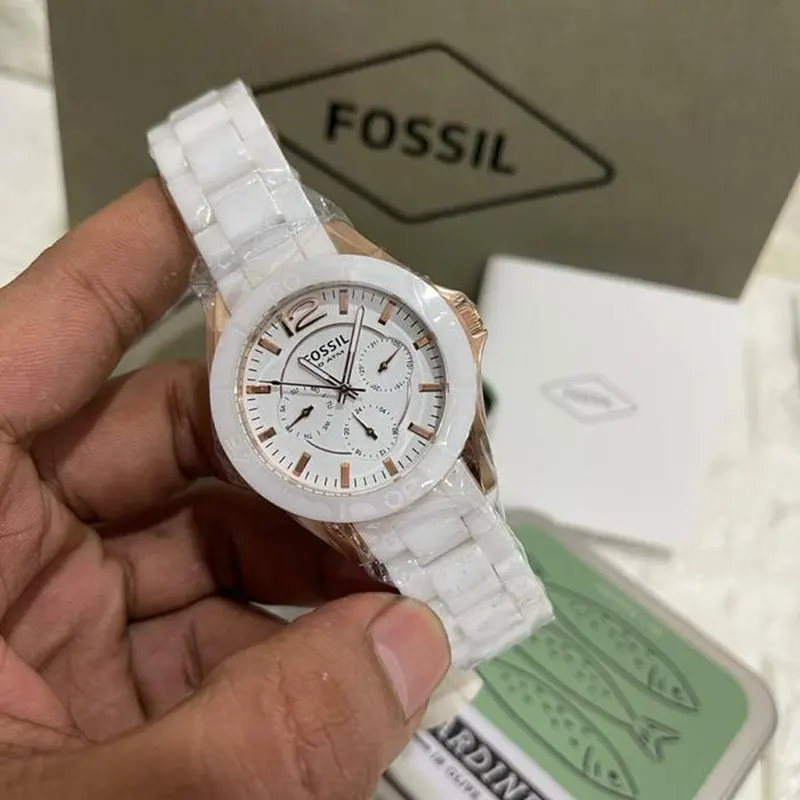 Fossil Riley Multi-Function White Dial Ladies Watch- CE1006